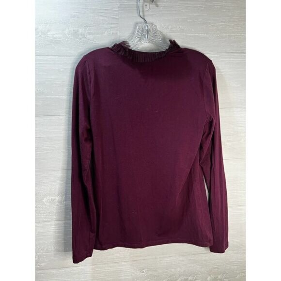 Ann Taylor Shirt Tulle‎ Ruffle Scoop Neck Long Sleeve Small - Picture 2 of 4